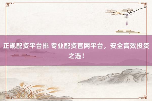 正规配资平台排 专业配资官网平台，安全高效投资之选！